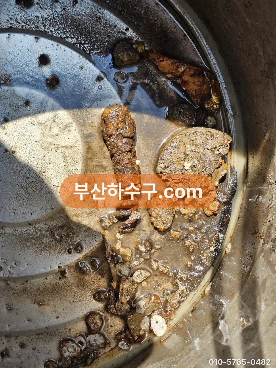 그리스트랩 거름망에 걸린 기름 찌꺼기
